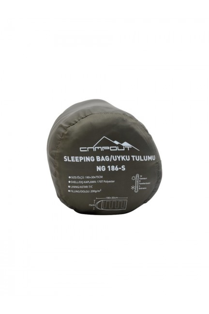 Nurgaz Campout Uyku Tulumu 4-12℃ Sıcaklık Limitleriyle Polikoton Astar 190+30x75 cm