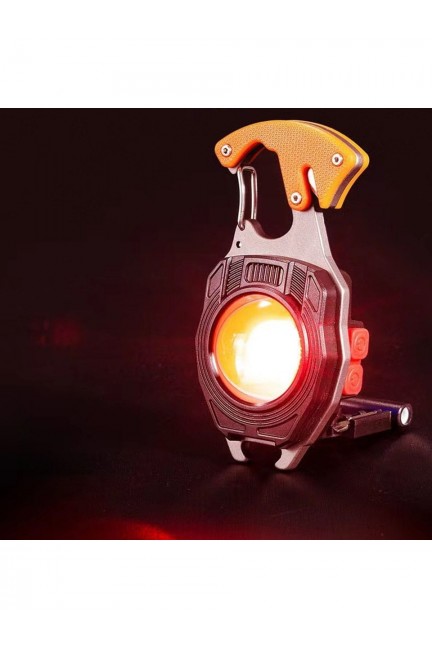 Kamptek Pro Kamp Feneri Çok Fonksiyonlu Fener Anahtarlık USB Çakmaklı Cam Kırıcı Kemer Kesici