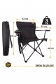 Funky Chairs V2 Siyah Lüks Kamp Sandalyesi XL Katlanabilir PVC Kumaş ve Bardaklık Özellikli